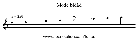 Mode bidâd - staff notation