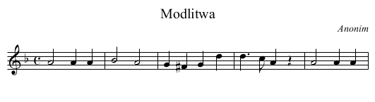 Modlitwa - staff notation