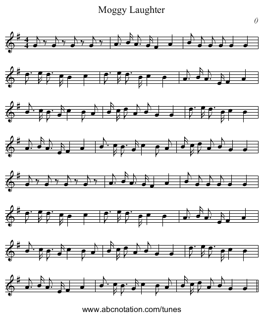 Moggy Laughter - staff notation