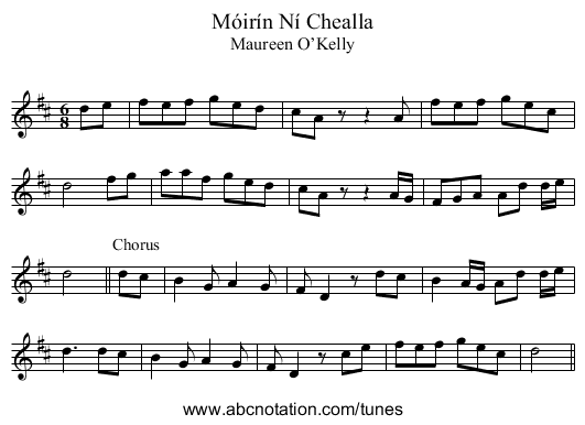 Móirín Ní Chealla - staff notation