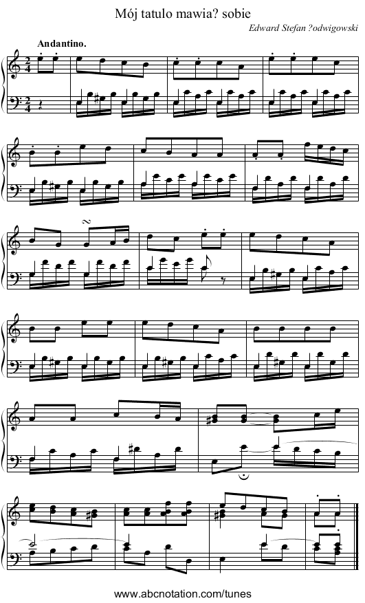 Mój tatulo mawia? sobie - staff notation