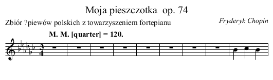 Moja pieszczotka	 op. 74 - staff notation