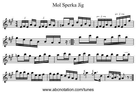 Mol Sperka Jig - staff notation
