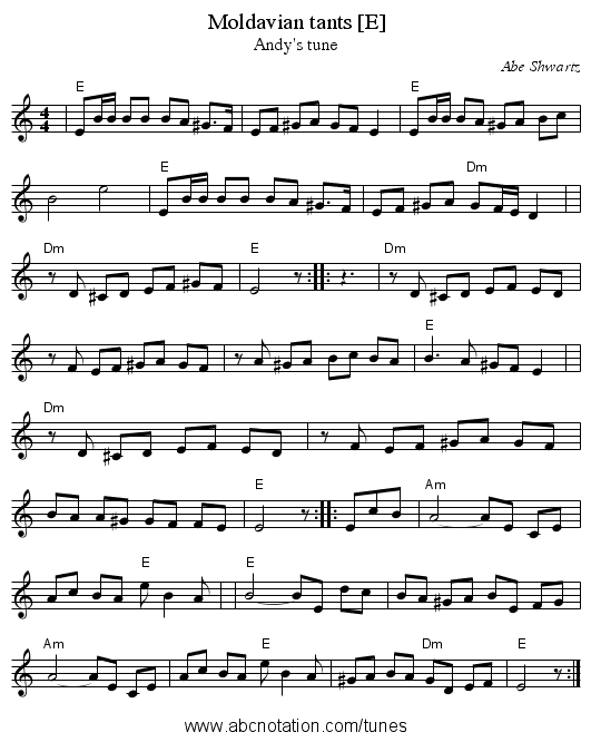 Moldavian tants [E] - staff notation