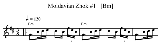 Moldavian Zhok #1   [Bm] - staff notation