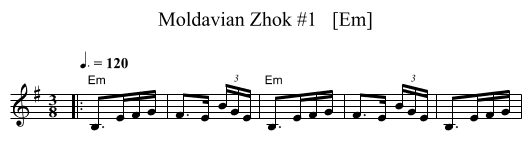 Moldavian Zhok #1   [Em] - staff notation