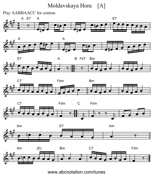 Moldavskaya Hora    [A] - staff notation