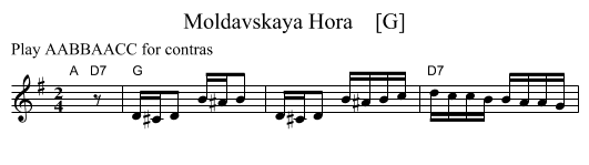 Moldavskaya Hora    [G] - staff notation