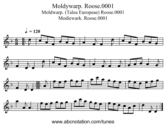 Moldywarp. Roose.0001 - staff notation
