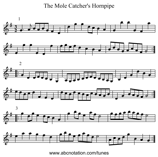 Mole Catcher's Hornpipe, The - staff notation
