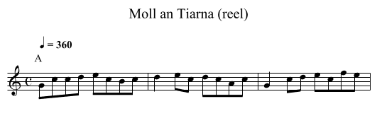 Moll an Tiarna (reel) - staff notation