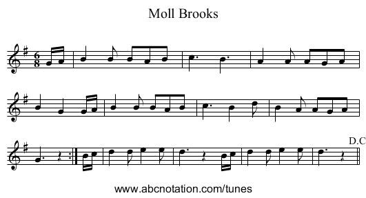 Moll Brooks - staff notation