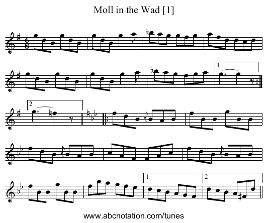 Moll in the Wad [1] - staff notation
