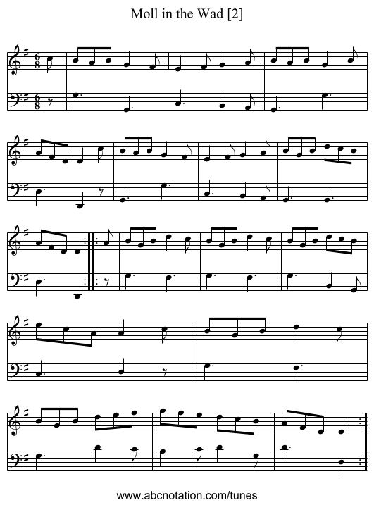 Moll in the Wad [2] - staff notation