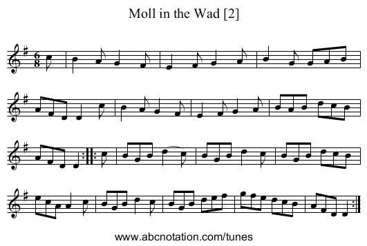 Moll in the Wad [2] - staff notation
