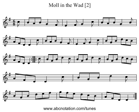 Moll in the Wad [2] - staff notation