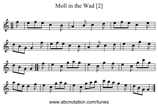 Moll in the Wad [2] - staff notation