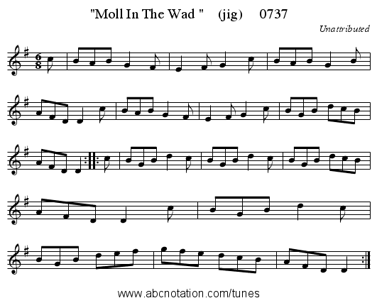 Moll In The Wad     (jig)     0737 - staff notation
