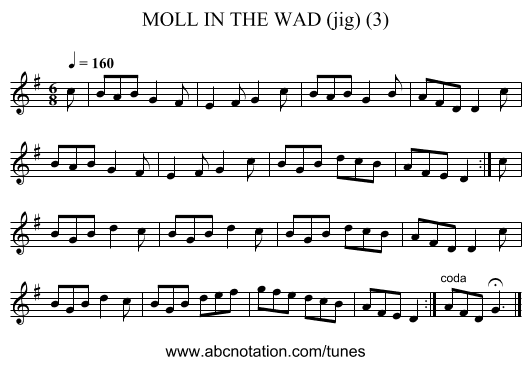 MOLL IN THE WAD (jig) (3) - staff notation