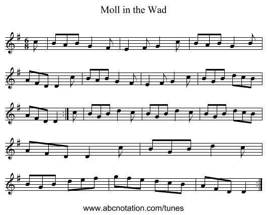Moll in the Wad - staff notation