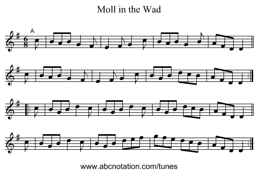 Moll in the Wad - staff notation