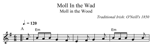 Moll In the Wad - staff notation