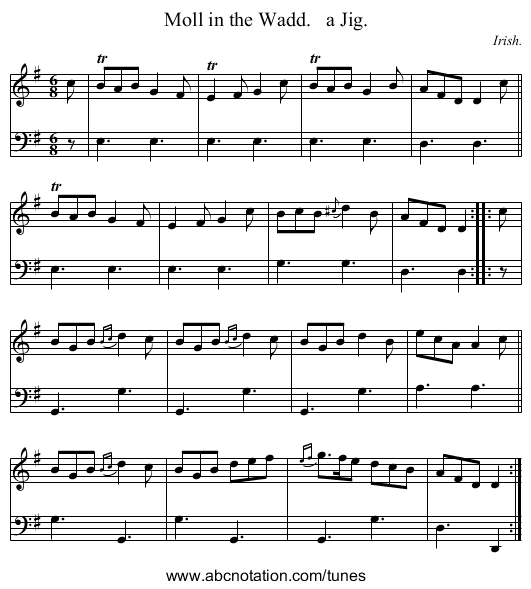 Moll in the Wadd.   a Jig. - staff notation
