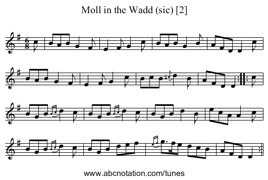 Moll in the Wadd (sic) [2] - staff notation