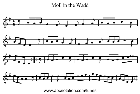 Moll in the Wadd - staff notation