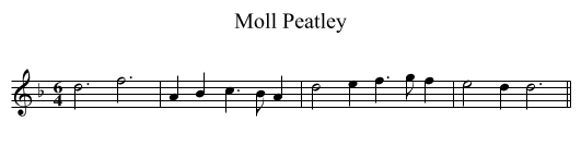 Moll Peatley - staff notation