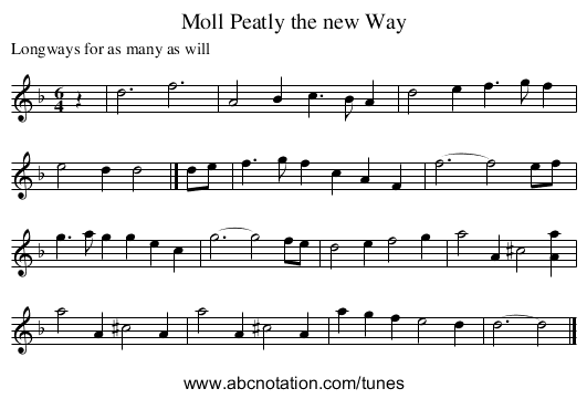 Moll Peatly the new Way - staff notation