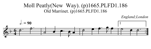 Moll Peatly(New  Way). (p)1665.PLFD1.186 - staff notation