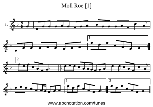 Moll Roe [1] - staff notation