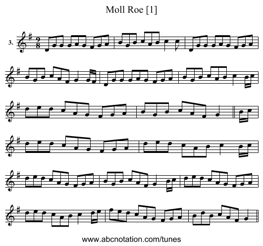 Moll Roe [1] - staff notation