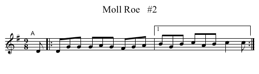 Moll Roe   #2 - staff notation