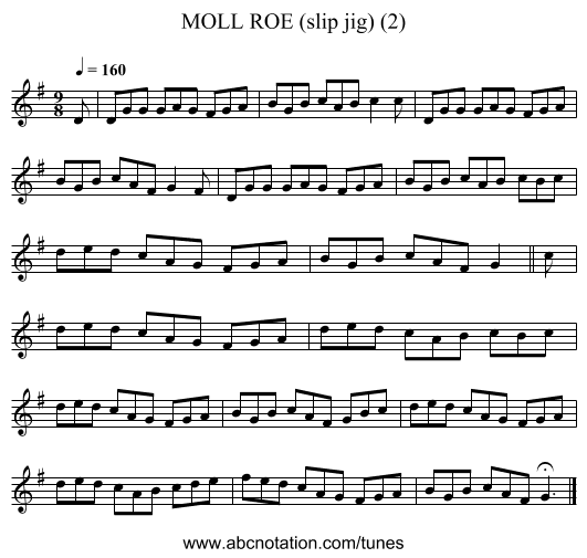 MOLL ROE (slip jig) (2) - staff notation