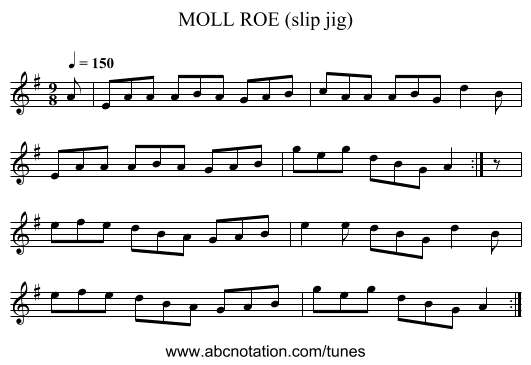 MOLL ROE (slip jig) - staff notation
