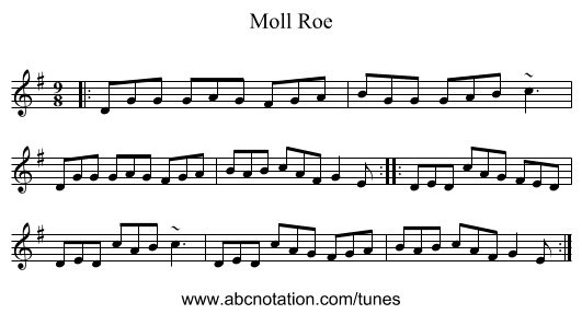 Moll Roe - staff notation