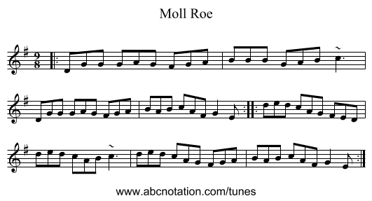 Moll Roe - staff notation