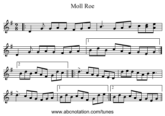 Moll Roe - staff notation