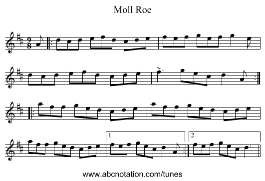 Moll Roe - staff notation