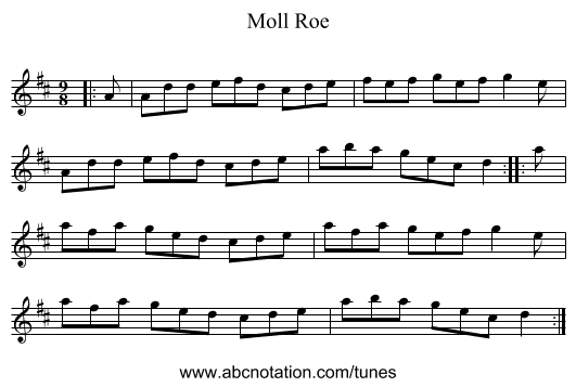 Moll Roe - staff notation