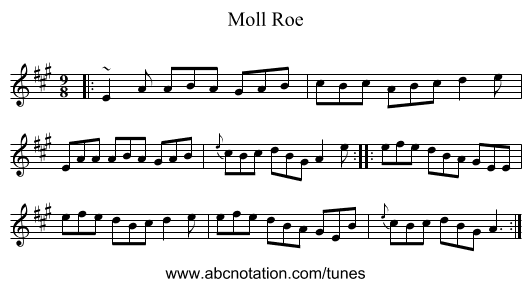 Moll Roe - staff notation