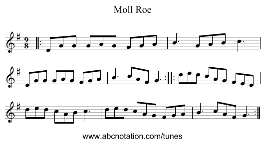 Moll Roe - staff notation