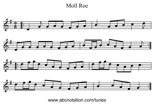 Moll Roe - staff notation