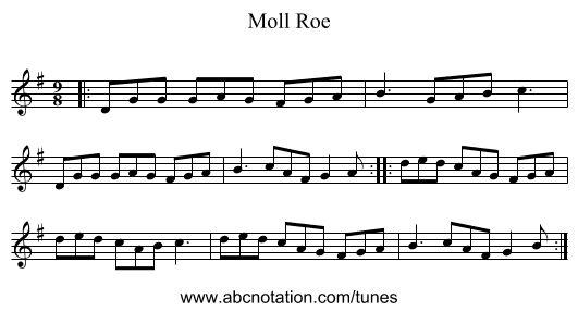 Moll Roe - staff notation