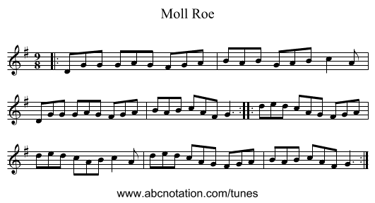 Moll Roe - staff notation