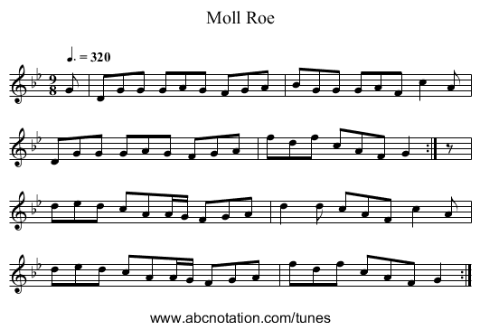 Moll Roe - staff notation