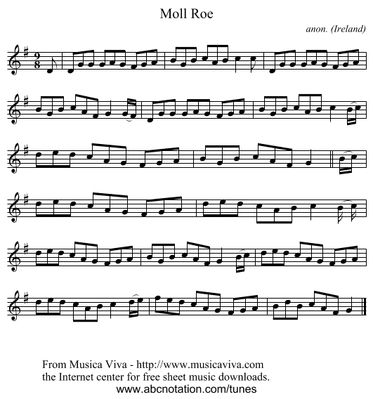 Moll Roe - staff notation
