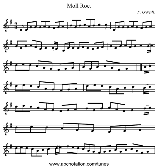 Moll Roe. - staff notation